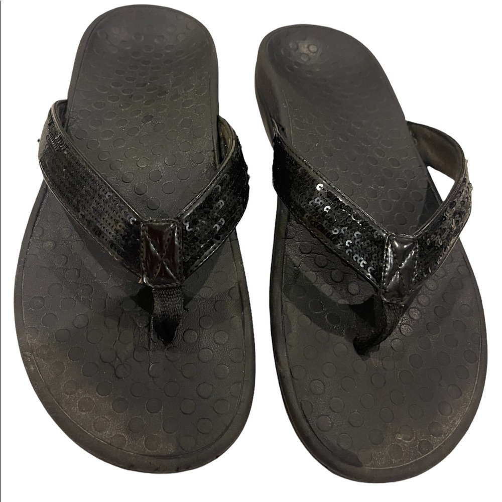 WOMEN’S VIONIC TIDE BLACK SEQUINED SANDALS, SIZE 11